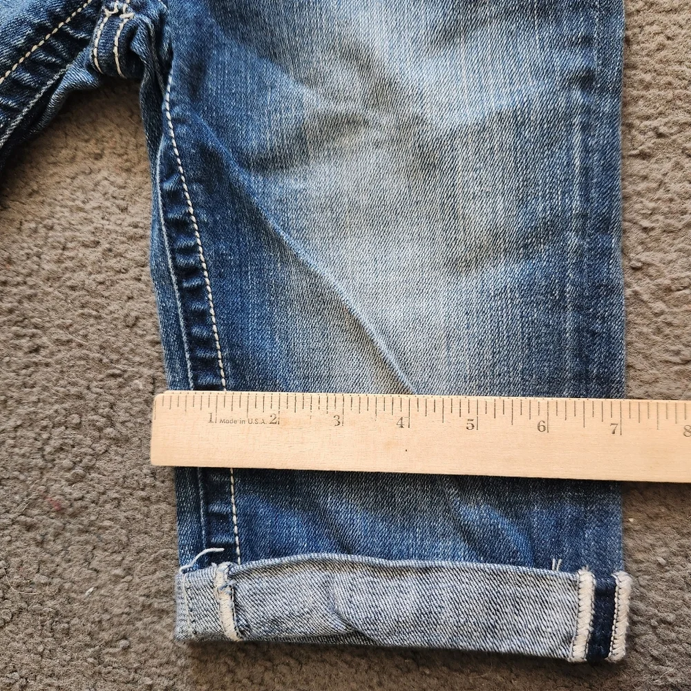 MISS ME Women's Bermuda Shorts Size 14 Blue Denim Cutoffs Rhinestones Bling - Picture 10 of 12